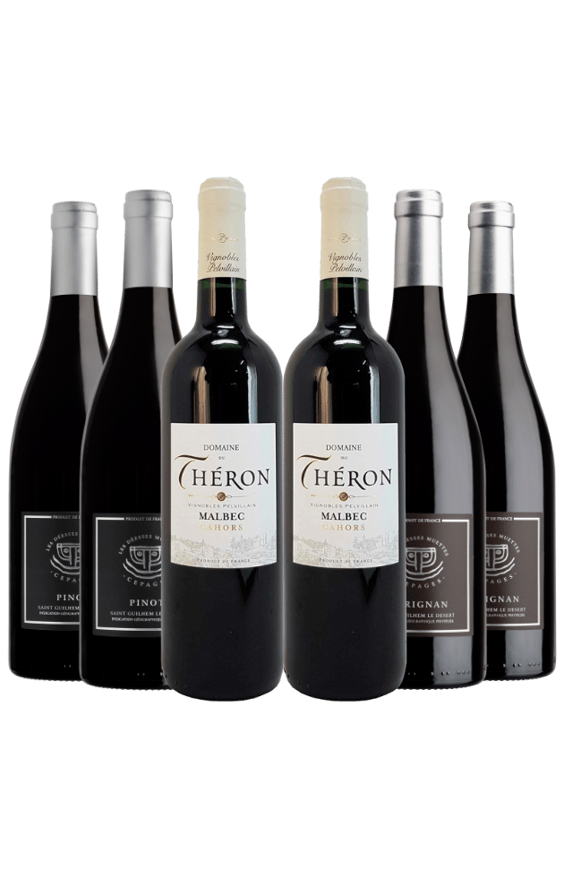 Agosto/24 - Vignobles Des 3 Châteaux Les Déesses Muettes Pinot Noir 2023, Vignobles des 3 Châteaux Les Déesses Muettes Carignan 2022 e Domaine du Théron 2020