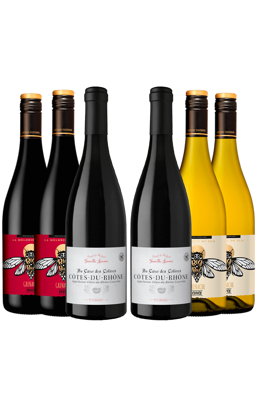 Outubro/24 - Cave de Fonjoya Biz Buzz Grenache Branco 2023, Cave de Fonjoya Biz Buzz Grenache Tinto 2023 e Famille Jaume Au Coeur des Collines 2022
