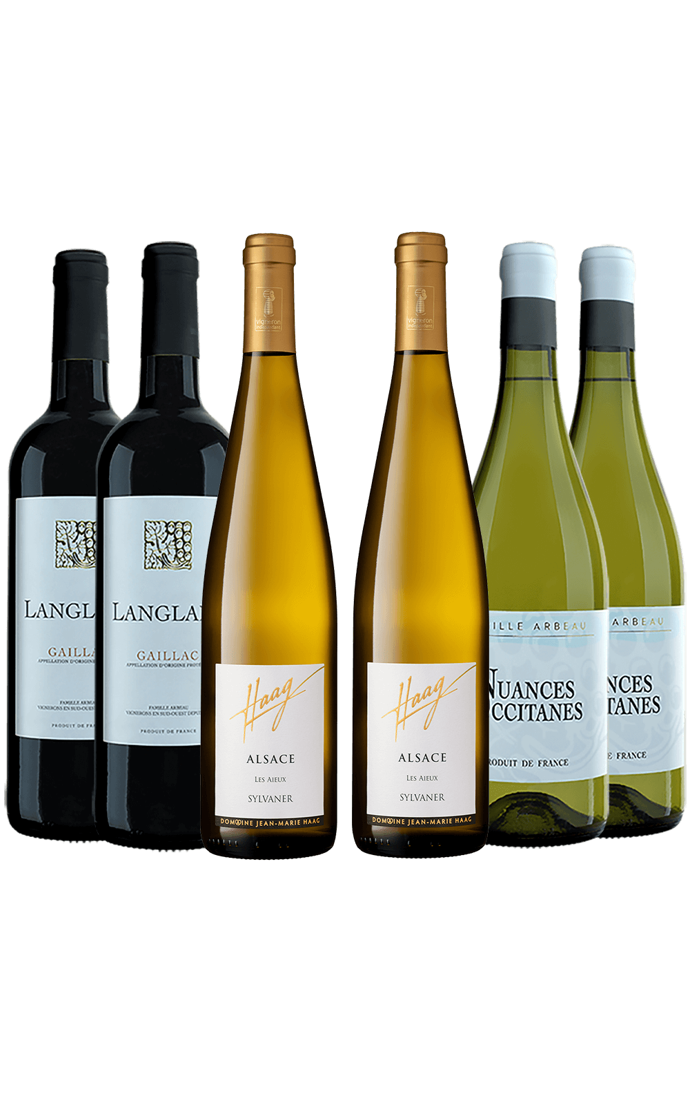 Fevereiro/25 - Famille Arbeu Nuances Occitanes 2023, Famille Pages Langlade Gaillac 2022 e Domaine Jean Marie Haag Sylvaner Alsace 2022