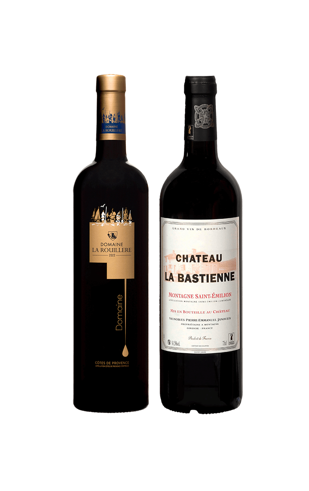 Fevereiro/25 - Domaine La Rouillère Côtes de Provence Tinto 2022 e Château La Bastienne Montagne Saint Emilion 2018