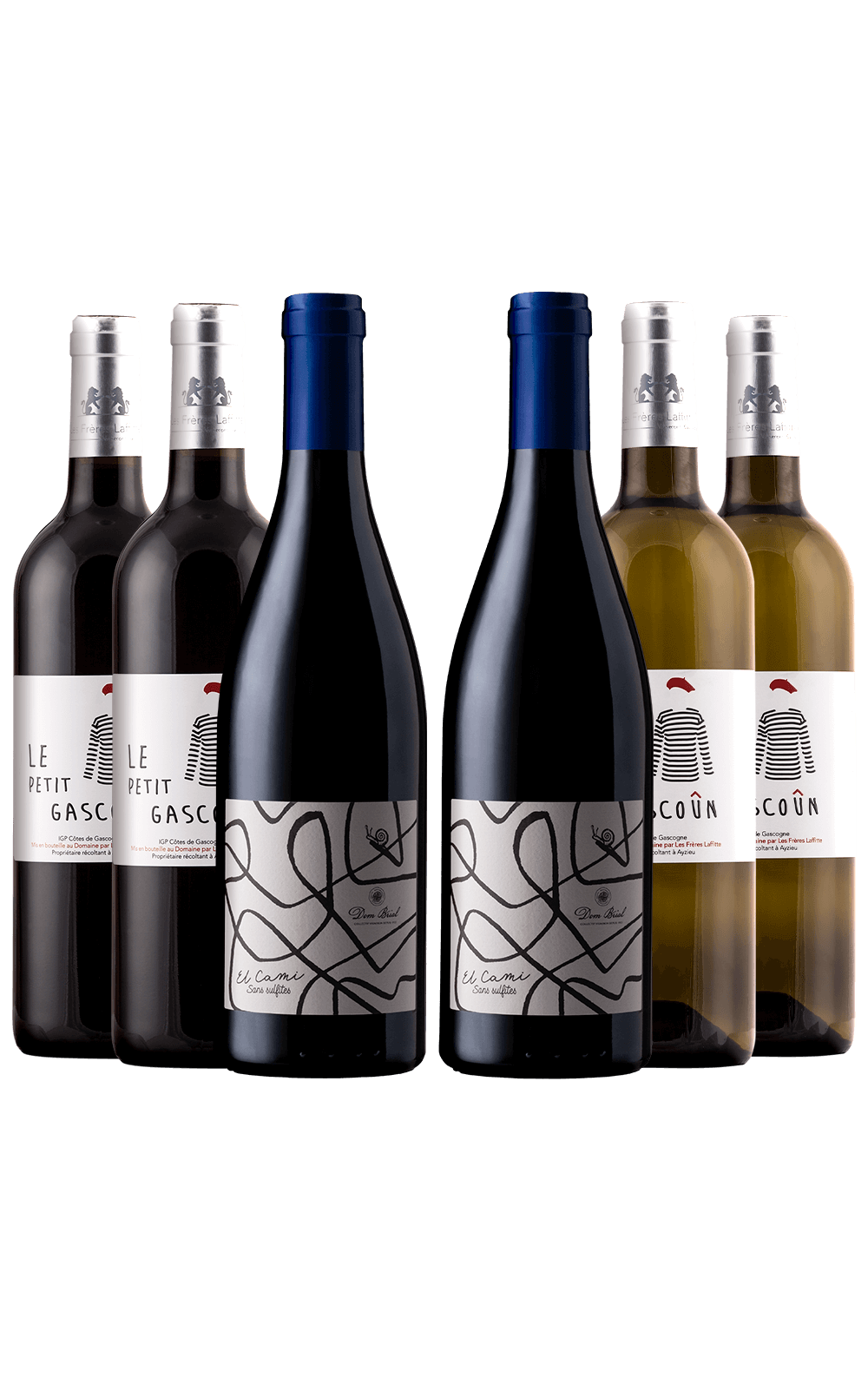 Abril/25 - Dom Brial El Cami 2023, Domaine des Frères Laffitte Branco 2024 e Domaine des Frères Laffitte Tinto 2024