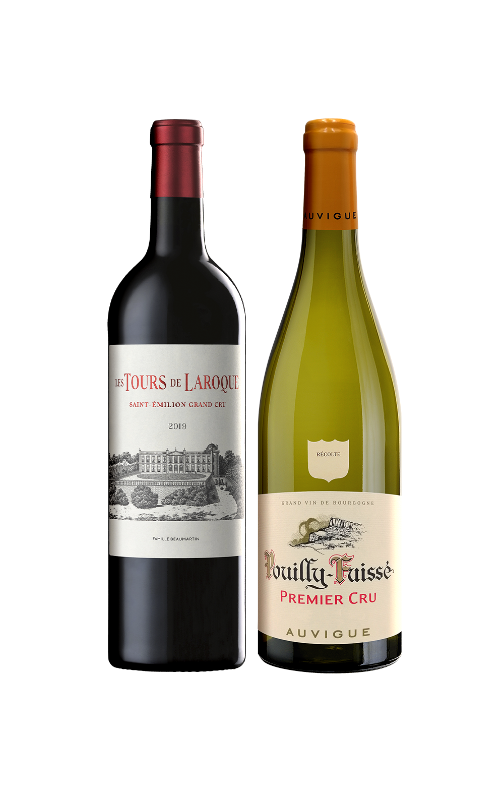Julho/25 - Maison Auvigue Pouilly Fuissé 1er Cru 2021 e Les Tours de Laroque Saint Émilion Grand Cru 2019