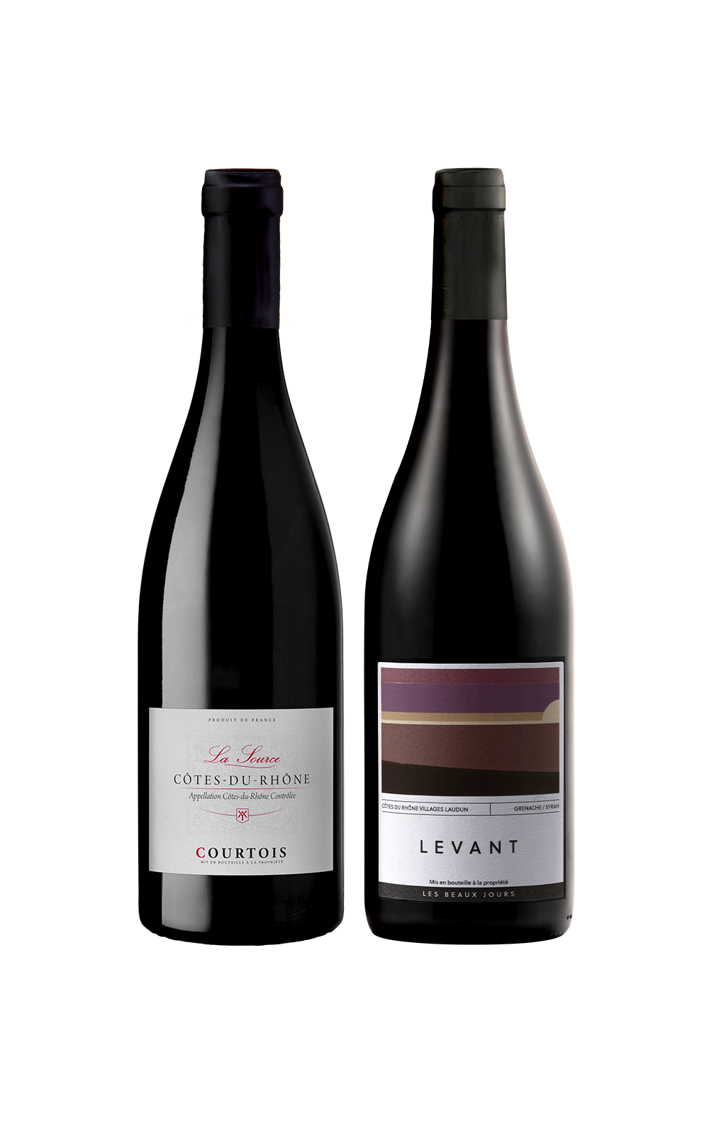Agosto/25 - Courtois La Source Côtes du Rhône 2023 e Levant Les Beaux Jours Côtes du Rhône Villages Laudun 2023