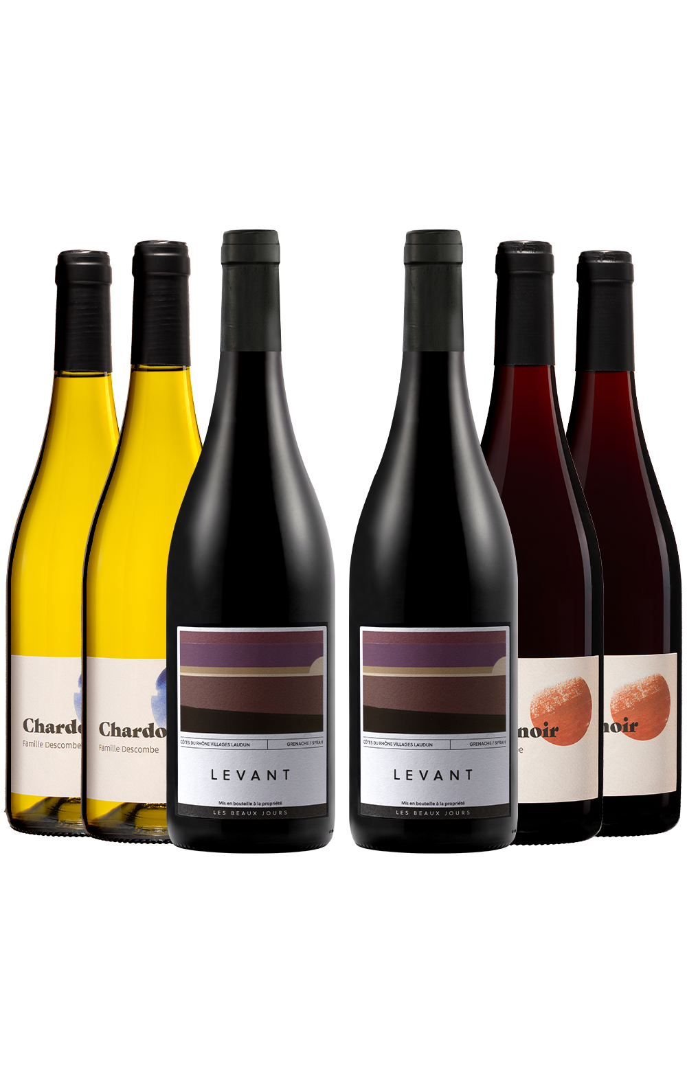 Janeiro/26 - Vignerons Propriétés Associées Levant Les Beaux Jours 2023, Famille Descombe Pinot Noir 2023 e Famille Descombe Chardonnay 2024